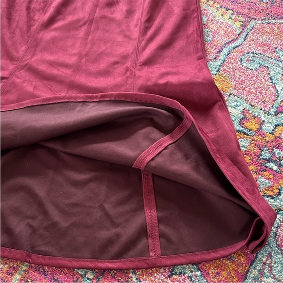 NWT Jason Wu | Women’s Burgundy Faux Suede A-Line Elastic Waist Midi Skirt Sz S - Picture 9 of 12
